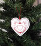 Christmas heart decoration, hanging decoration, embroidered decoration. - Image 2