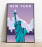 New York retro travel poster, New York city travel print, USA travel art - Image 2