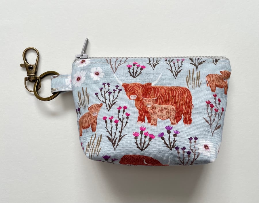 Mini Coin Purse Keychain - Highland Cows
