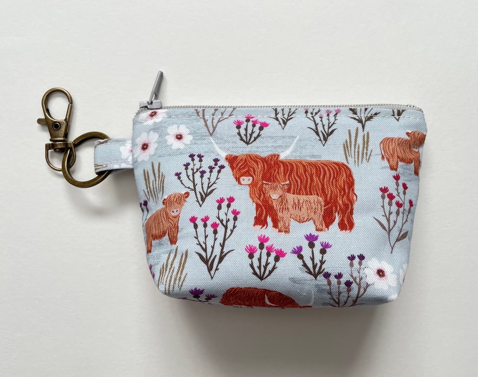 Mini Coin Purse Keychain - Highland Cows