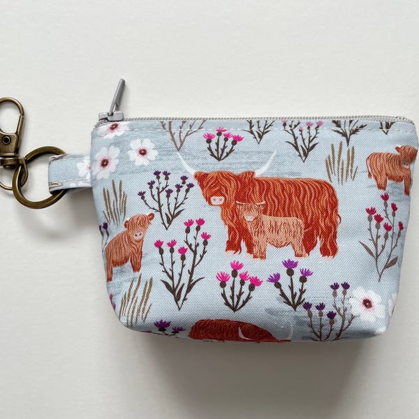 Mini Coin Purse Keychain - Highland Cows