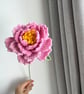 Crochet Peony,Handmade Peony,Gift for Teacher,Home Decor,Peony with Leaves - Image 4