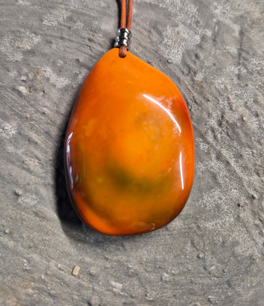 Yellow and Black Fire Agate Pendant