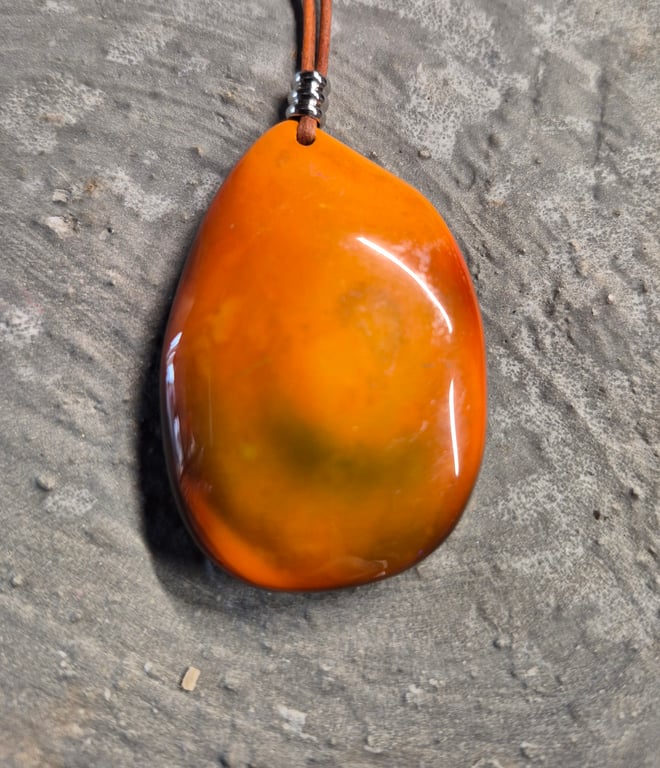 Yellow and Black Fire Agate Pendant