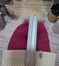 Knitted childs pompom hat in light Burgundy  - Image 3