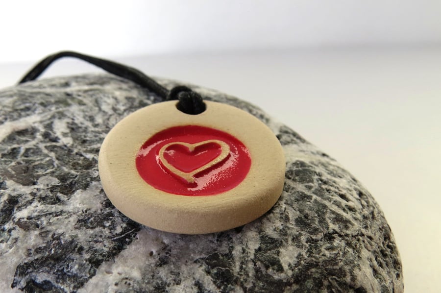 Red Heart Ceramic Necklace