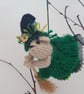 Hand Knitted Mini Witch Mouse- Emerald - Image 3