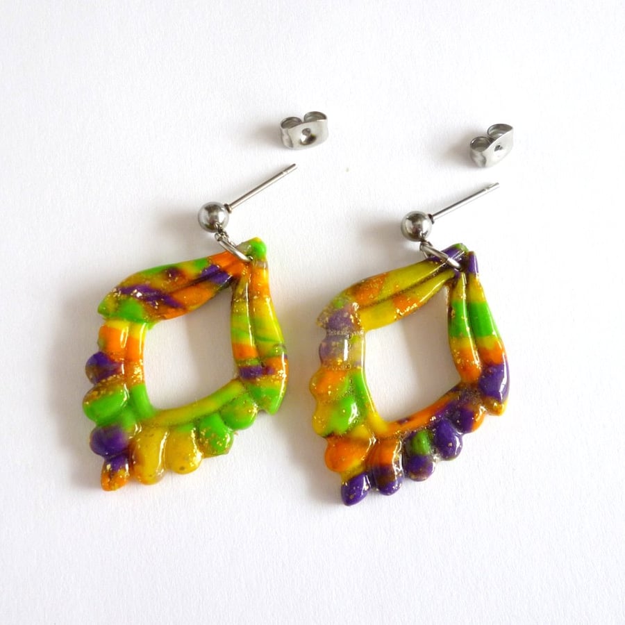 Colourful Handmade Polymer Clay Statement Earrings