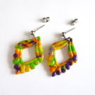 Colourful Handmade Polymer Clay Statement Earrings