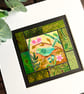 Painting of bird and flowers, gift for bird lover, original painting, folk bird