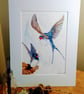 A4 signed print of an original painting - Swallows