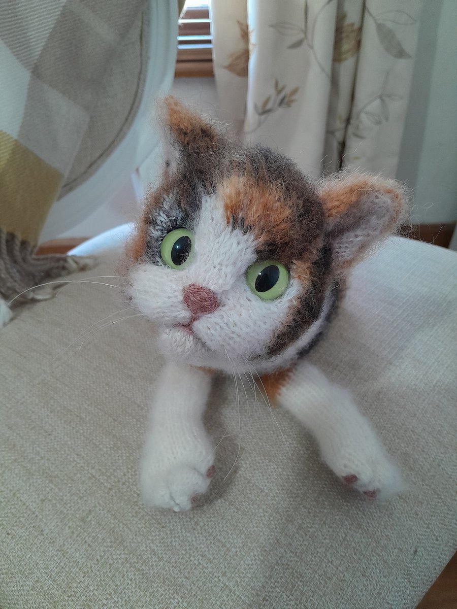 Calico Cat, dotpebblesknits Design, Knitted Tortoiseshell Cat 