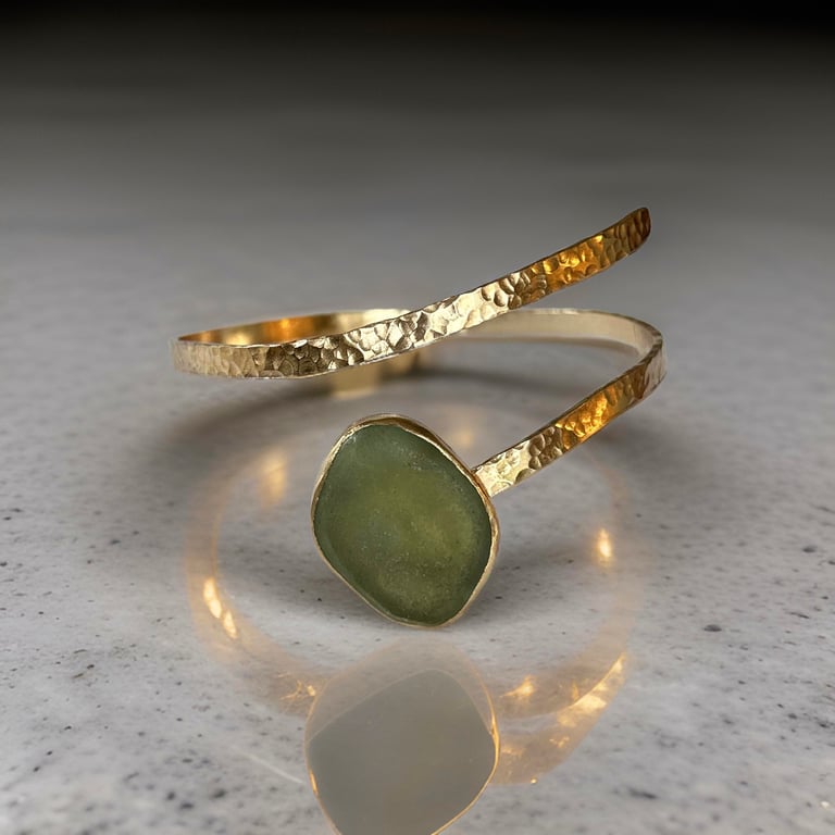 Gold Sea Glass Wrap Bangle
