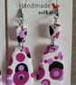 Handmade Purple Circles Polymer Clay Earrings.  316 Surgical Stainless Steel
