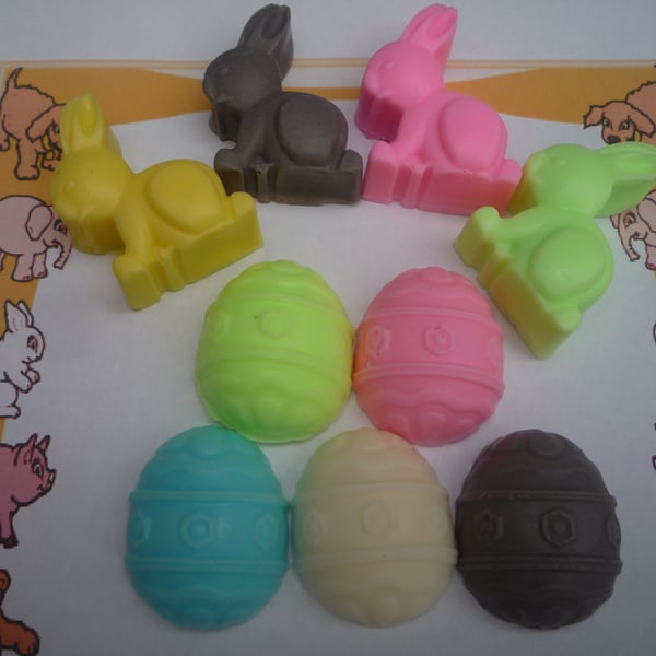 easter egg and bunnie soaps x 4