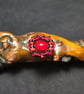 Red Black Glass Adjustable Ring