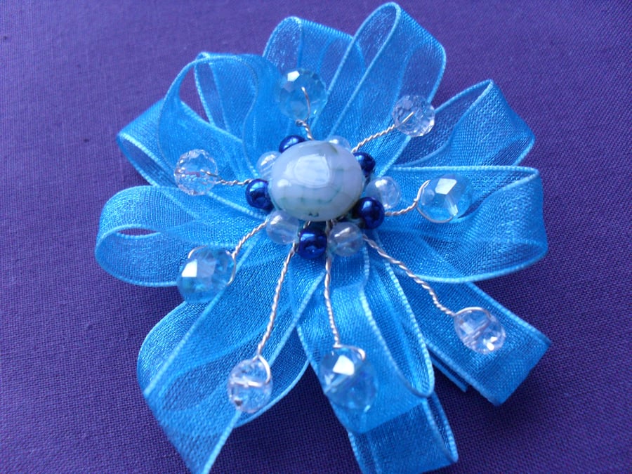 Blue Ribbon Brooch