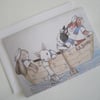 Bunnies in a Rowing Boat Greetings Card
