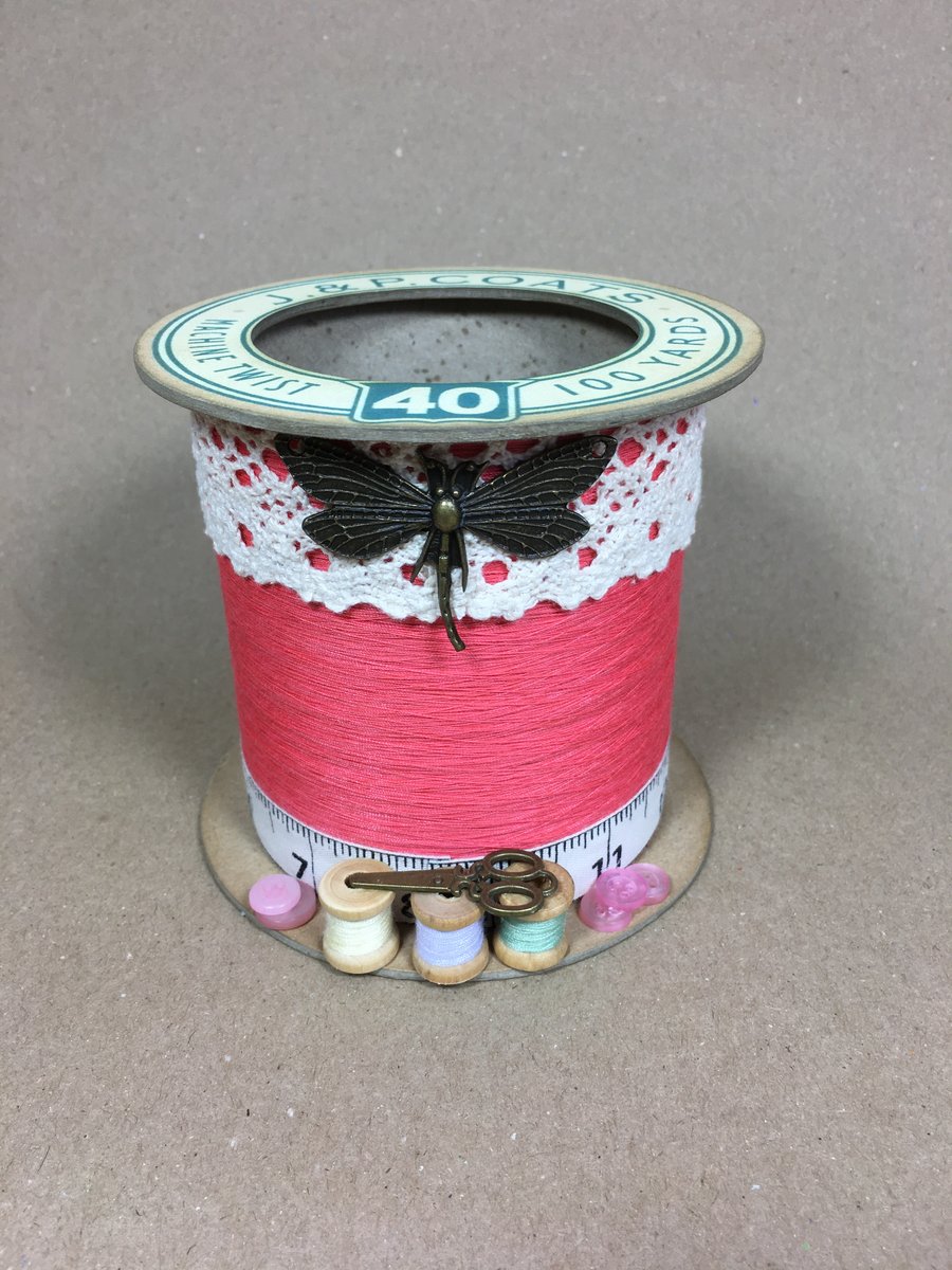 Dragons Fly Cotton Reel Style Storage Pot