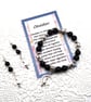 Obsidian Elasticated Cat Bracelet and Earrings Set.  - Image 1