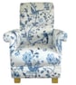 Laura Ashley Summer Palace Royal Blue Fabric Armchair Adult Chair Birds Small