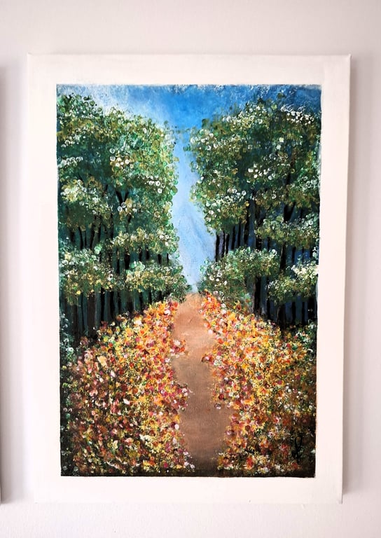 Original Acrylic Art - Abstract landscape Paintings - "A Walk in the forest"