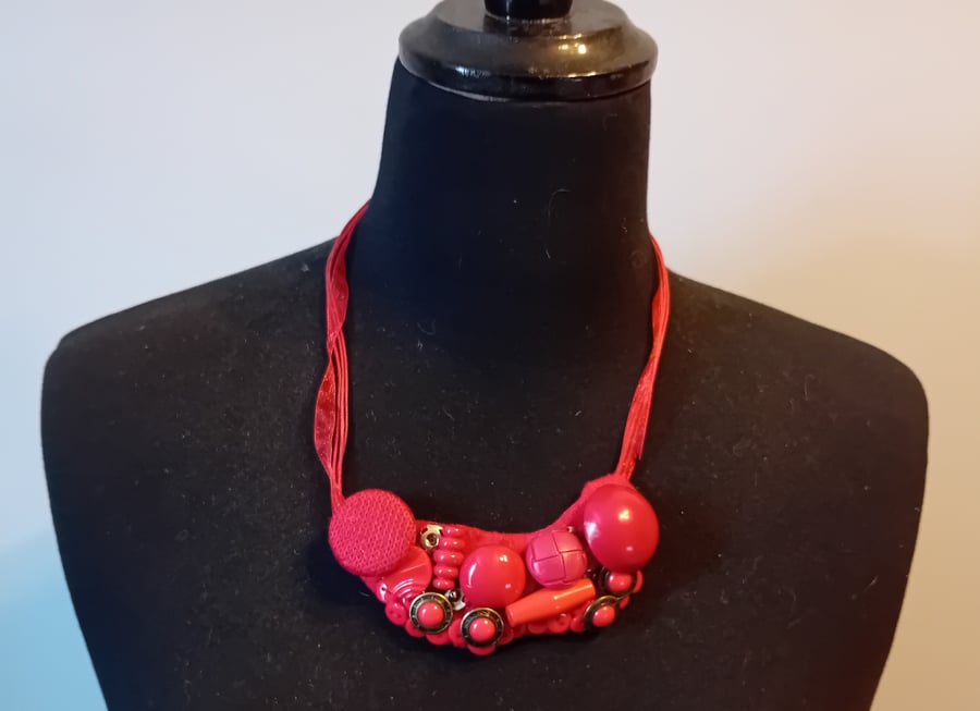 Red Button Necklace