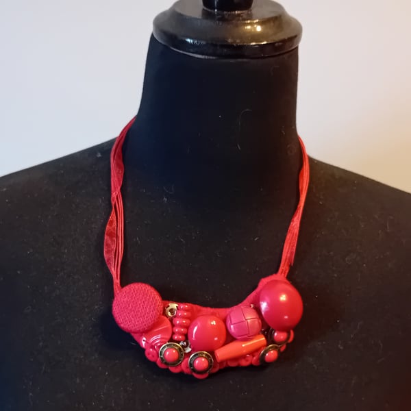 Red Button Necklace