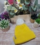 Childs Knitted Pompom Hat in sunshine yellow - Image 2