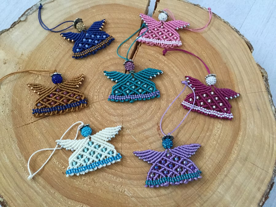 Cute macrame Christmas Angel decorations, beaded decoration, gift, xmas 