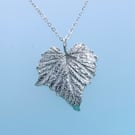 Fine silver vine leaf pendant