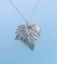Fine silver vine leaf pendant