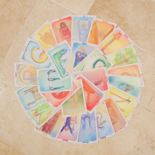 Waldorf Alphabet Cards. (ABC flash cards) Alphabet flashcards. How to teach chil