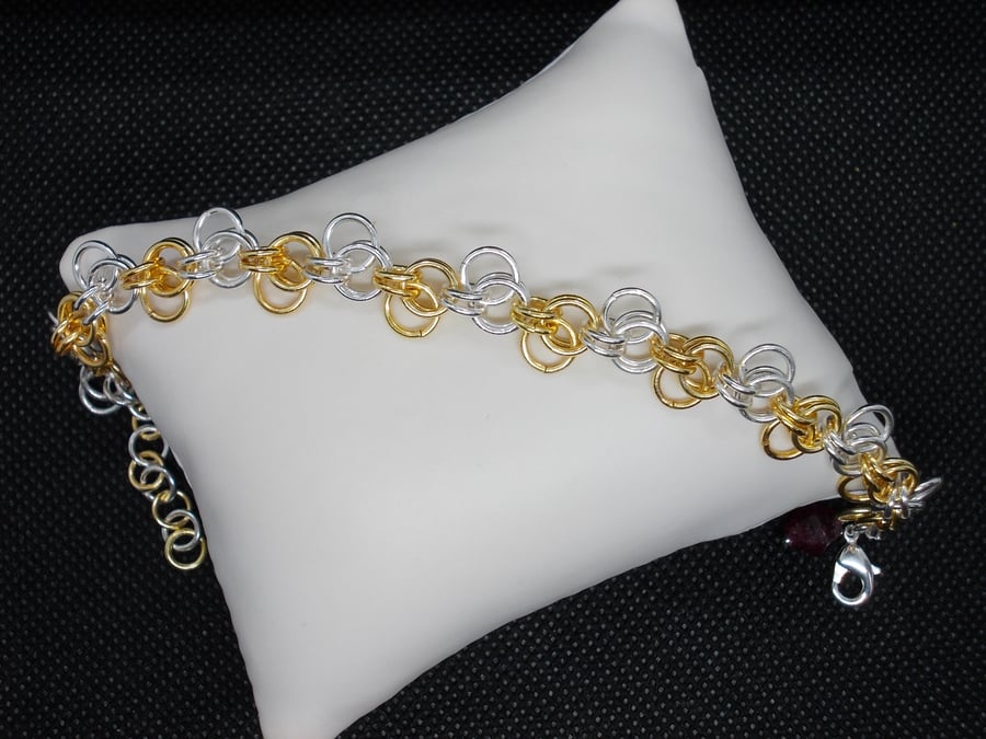 SALE - Two tone chainmaille bracelet