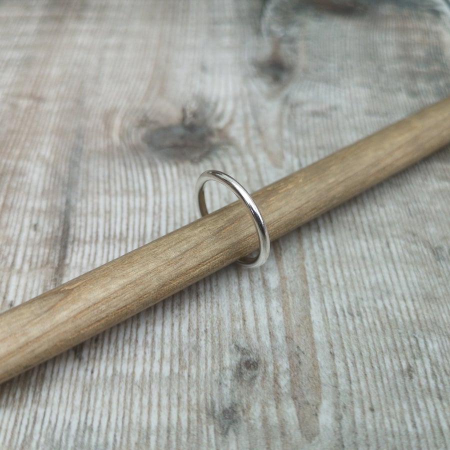 Sterling Silver 2 mm Plain Polished Stacking Wedding Ring Band - RNG028