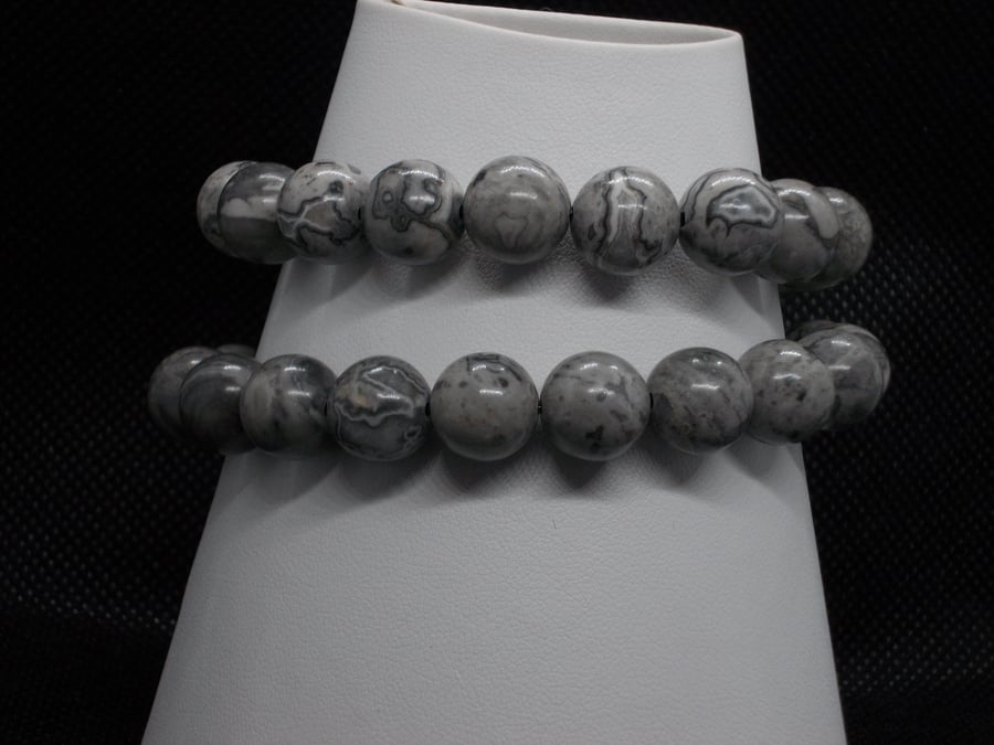 silver picasso jasper bracelet set