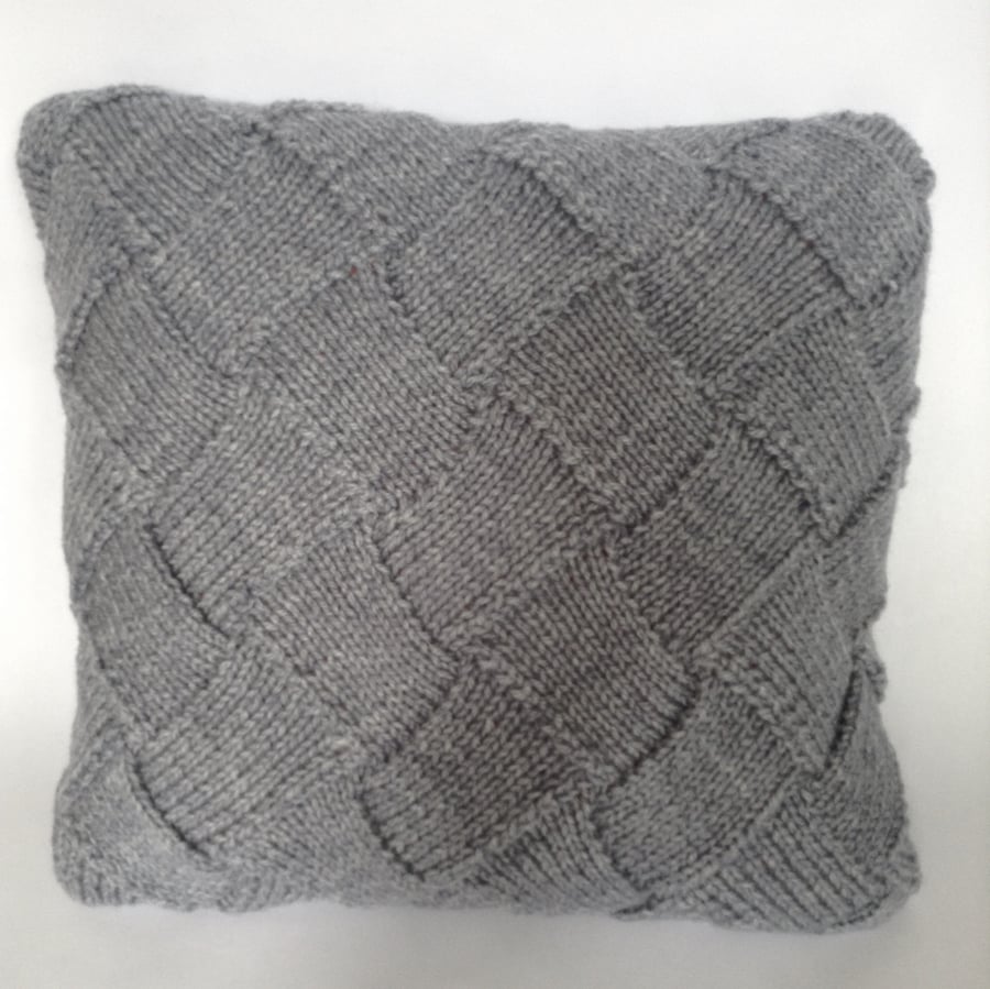 SALE Hand-knitted blue-grey cushion cover