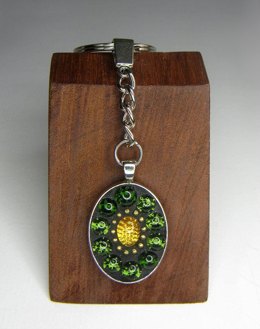 Luscious Green - Glass Mosaic Bead Keyring
