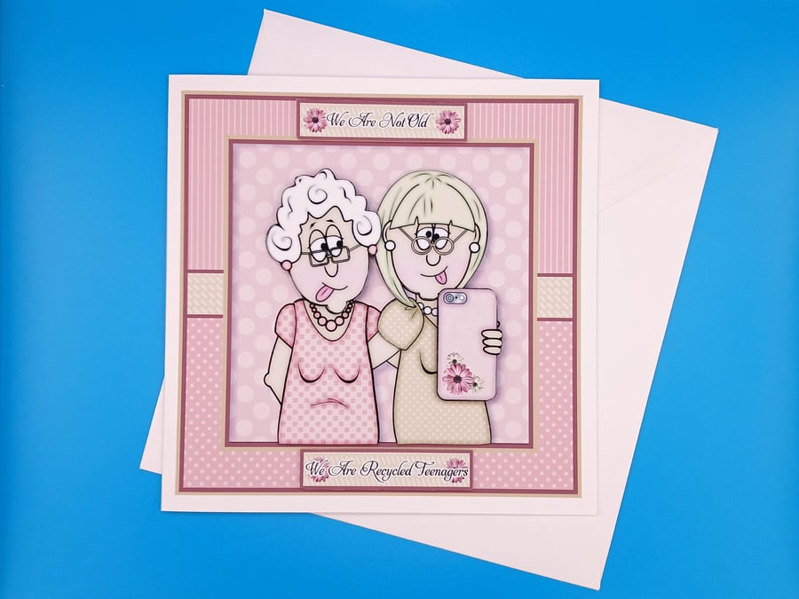 Funny Female Birthday, Decoupage, Handmade