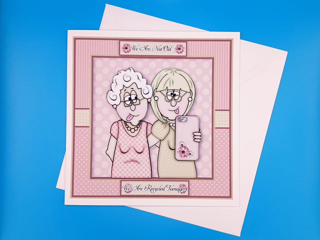 Funny Female Birthday, Decoupage, Handmade