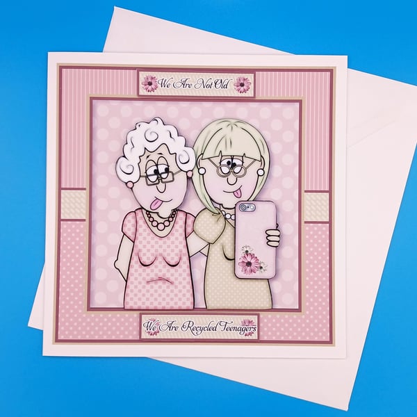 Funny Female Birthday, Decoupage, Handmade