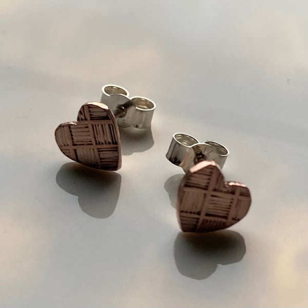 Reclaimed copper heart studs