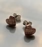 Reclaimed copper heart studs
