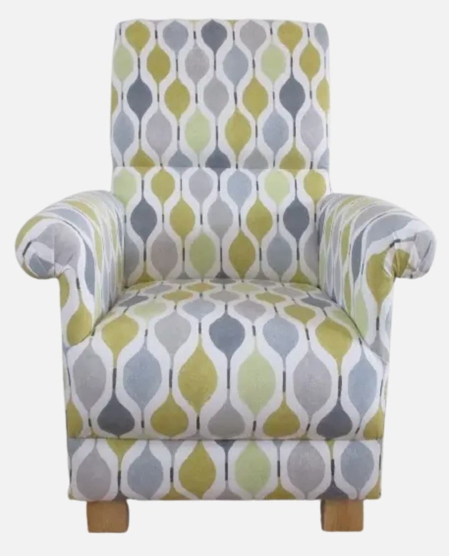 Prestigious Verve Fabric Adult Chair Grey Mimosa Mustard Armchair Accent Retro