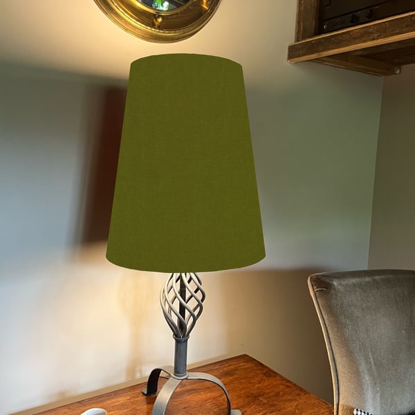 Olive cone lampshade extra tall lampshade, olive green cotton cone