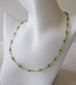 Peridot and Ruby Necklace with Sterling and Fine Silver 