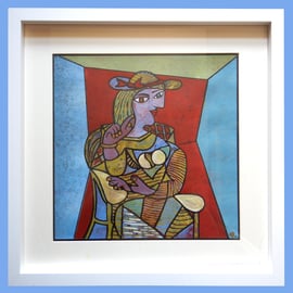 Handmade Poly-Print Interpretation 'Portrait of Dora Maar' originally by Picasso