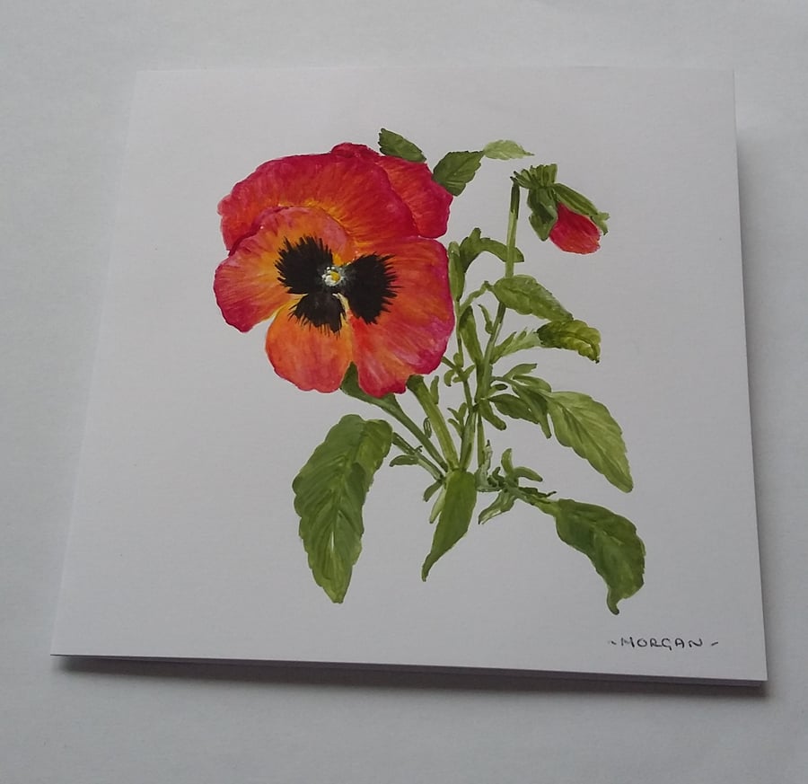 HAND PAINTED WATER COLOUR CARD OF  FLOWERS