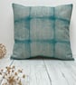 Hand Printed Organic Cotton Square Cushion  - FOLKI - Teal