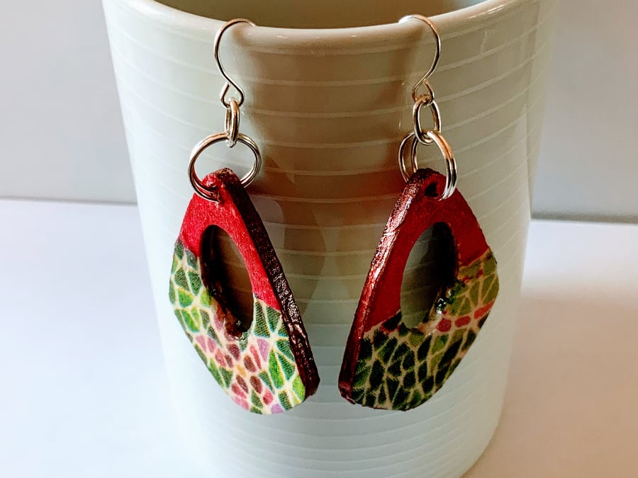 Geometric wood earrings